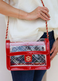 Quinn Quilted Clear Bag RED PATENT