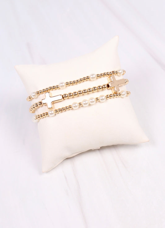 Mena Cross Bracelet Set GOLD