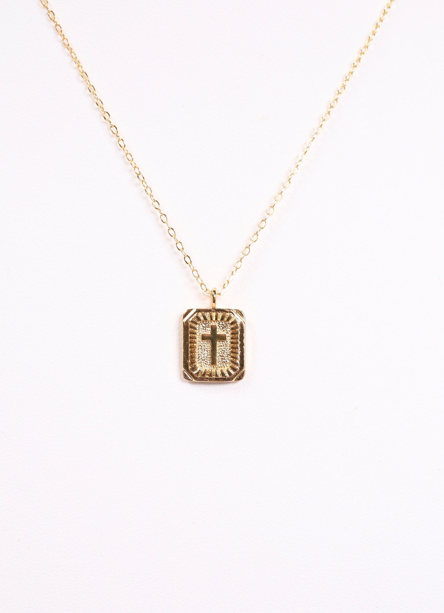 Johns Creek Cross Plate Necklace GOLD