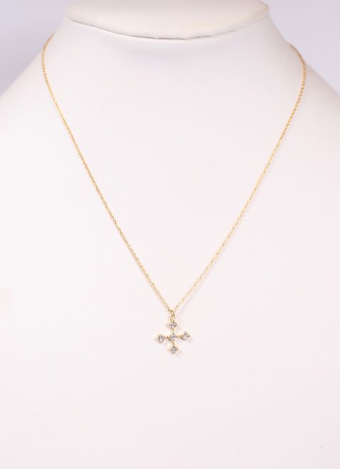 Eleanor CZ Cross Necklace GOLD