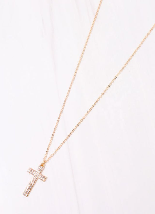 Levitt CZ Cross Necklace GOLD