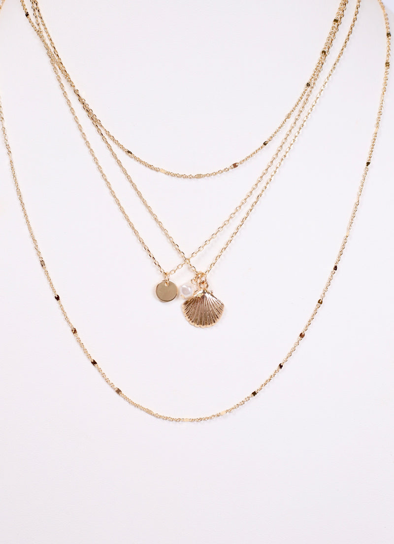 Perkins Shell Layered Necklace GOLD