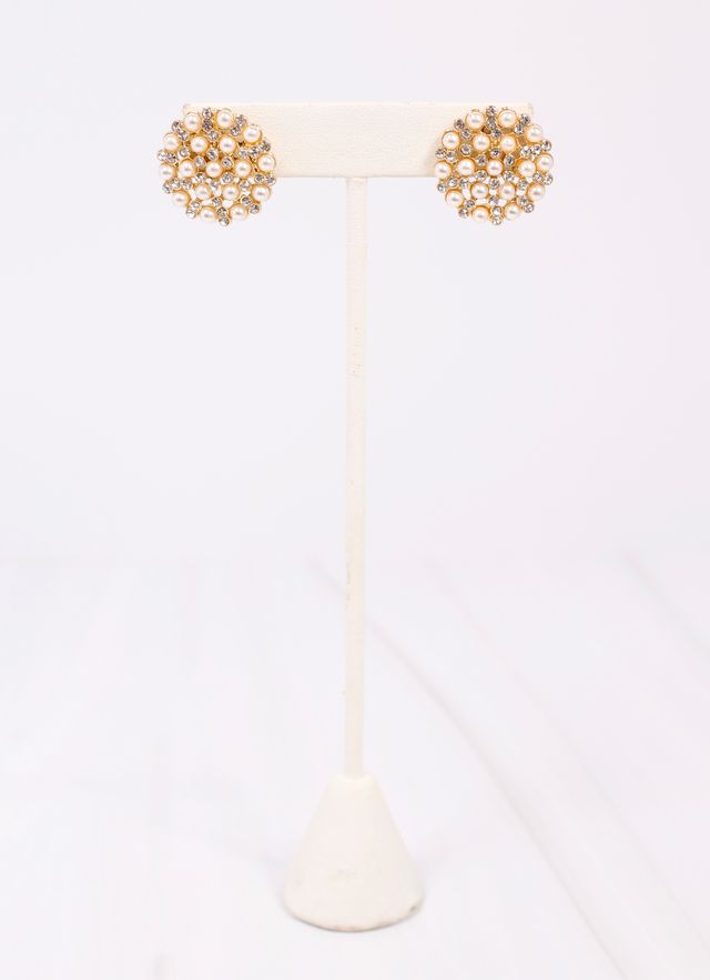 Minerva Embellished Circle Earring PEARL