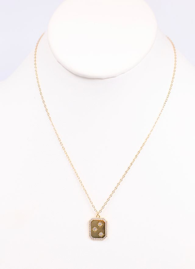 Carlin CZ Plate Necklace GOLD