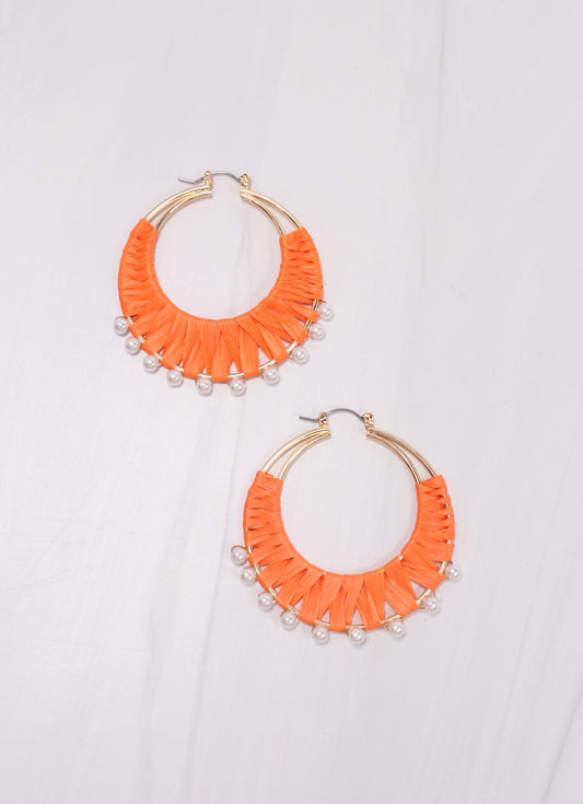 Melvin Pearl Wrapped Earring ORANGE