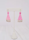 Party Hat with CZ Fringe Earring HOT PINK