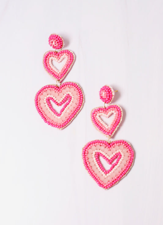 Enchanted Heart Drop Earring Pink