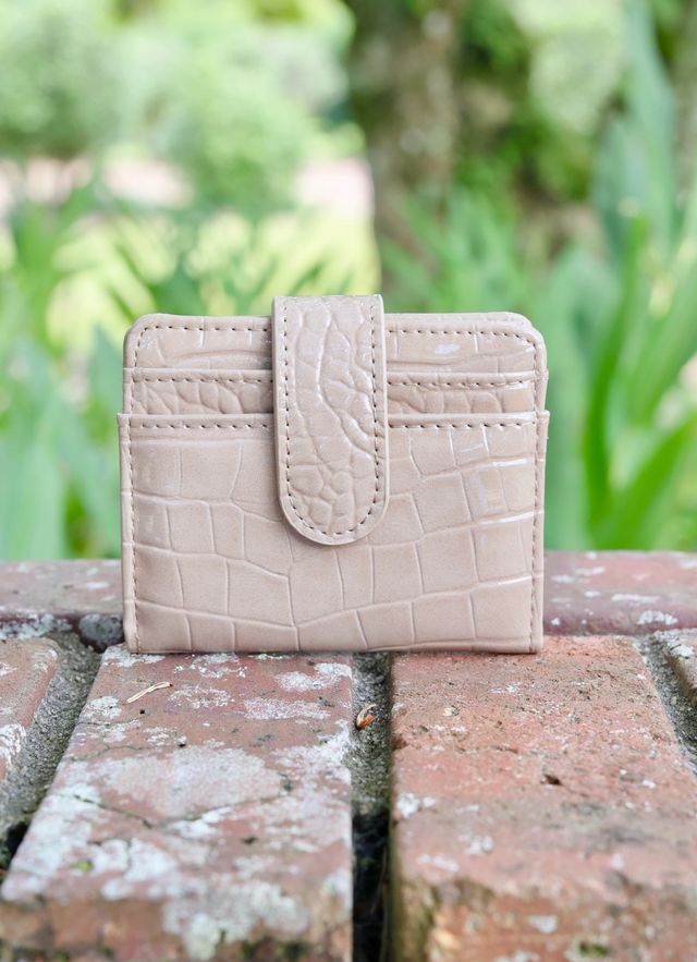 Tate Card Holder Wallet Taupe Patent