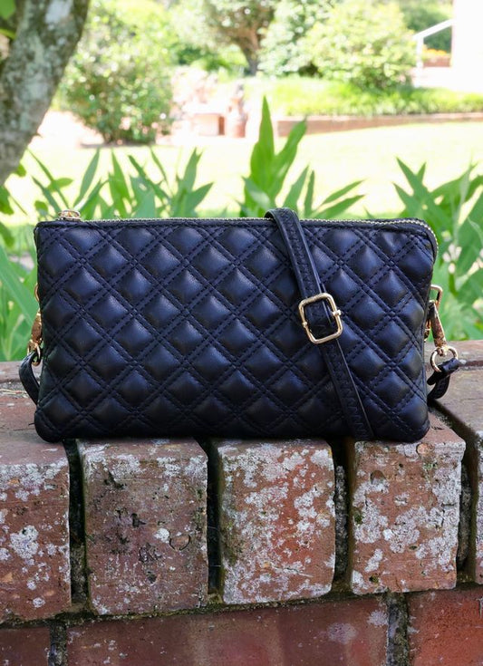 Liz Crossbody Bag Quilted Black - Caroline Hill Wholesale