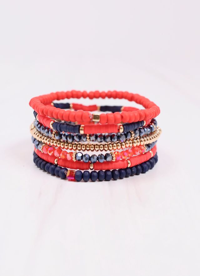 Quinley Bracelet Set NAVY RED