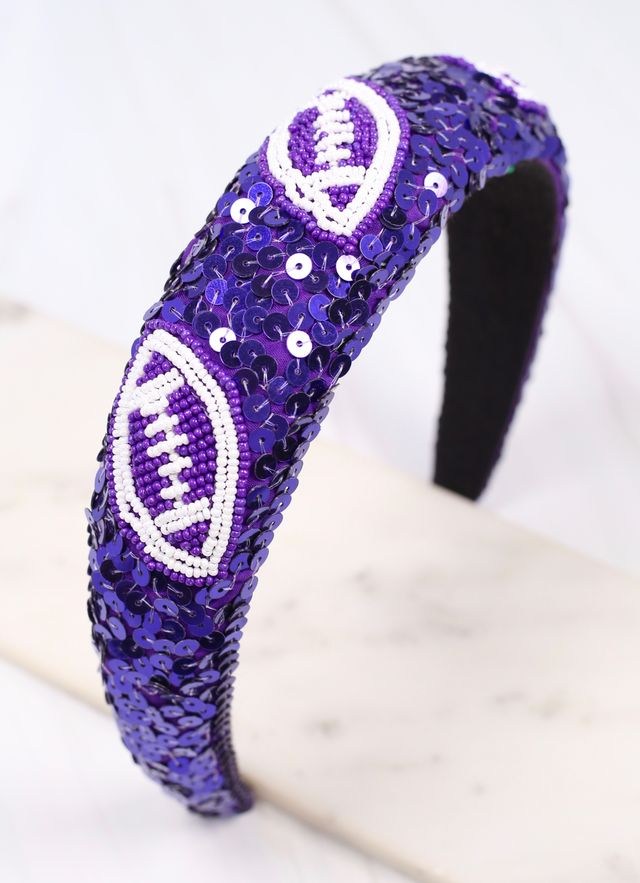 Punt Football Sequin Headband PURPLE