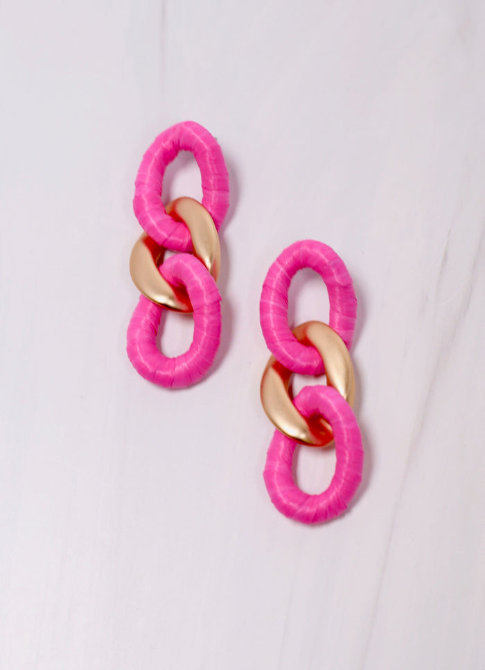 Bayshore Wrapped Link Earring HOT PINK