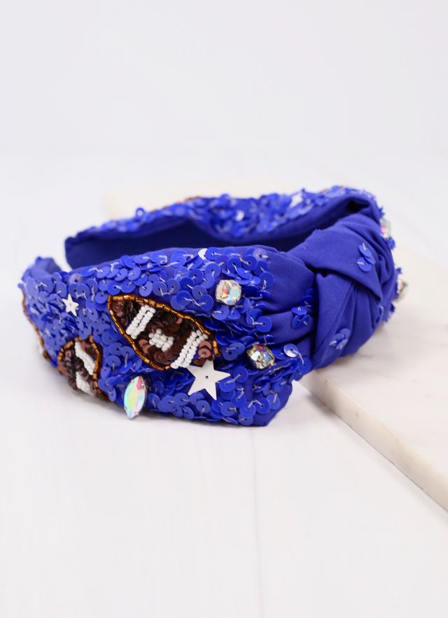 Interception Football Sequin Headband BLUE