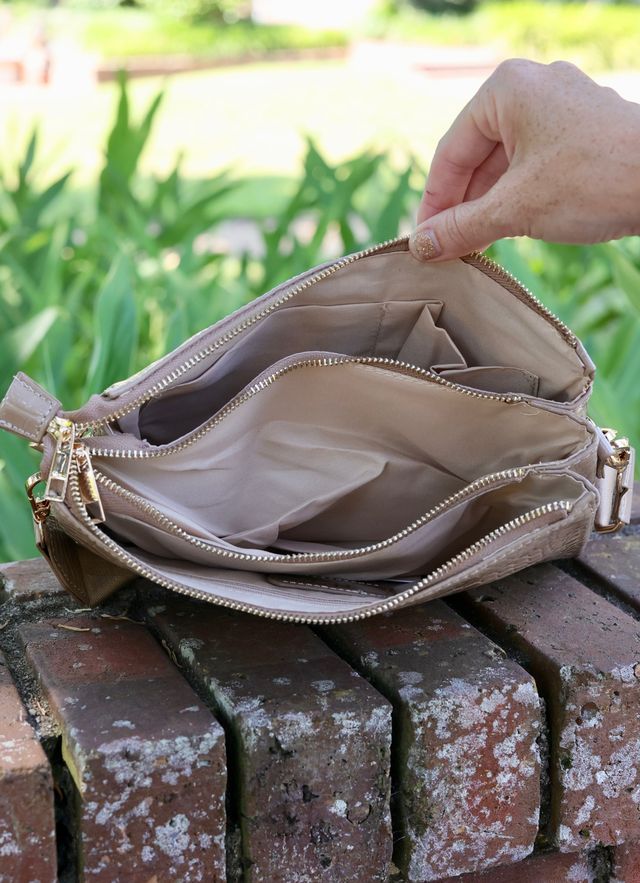 Ariana Crossbody Taupe Patent