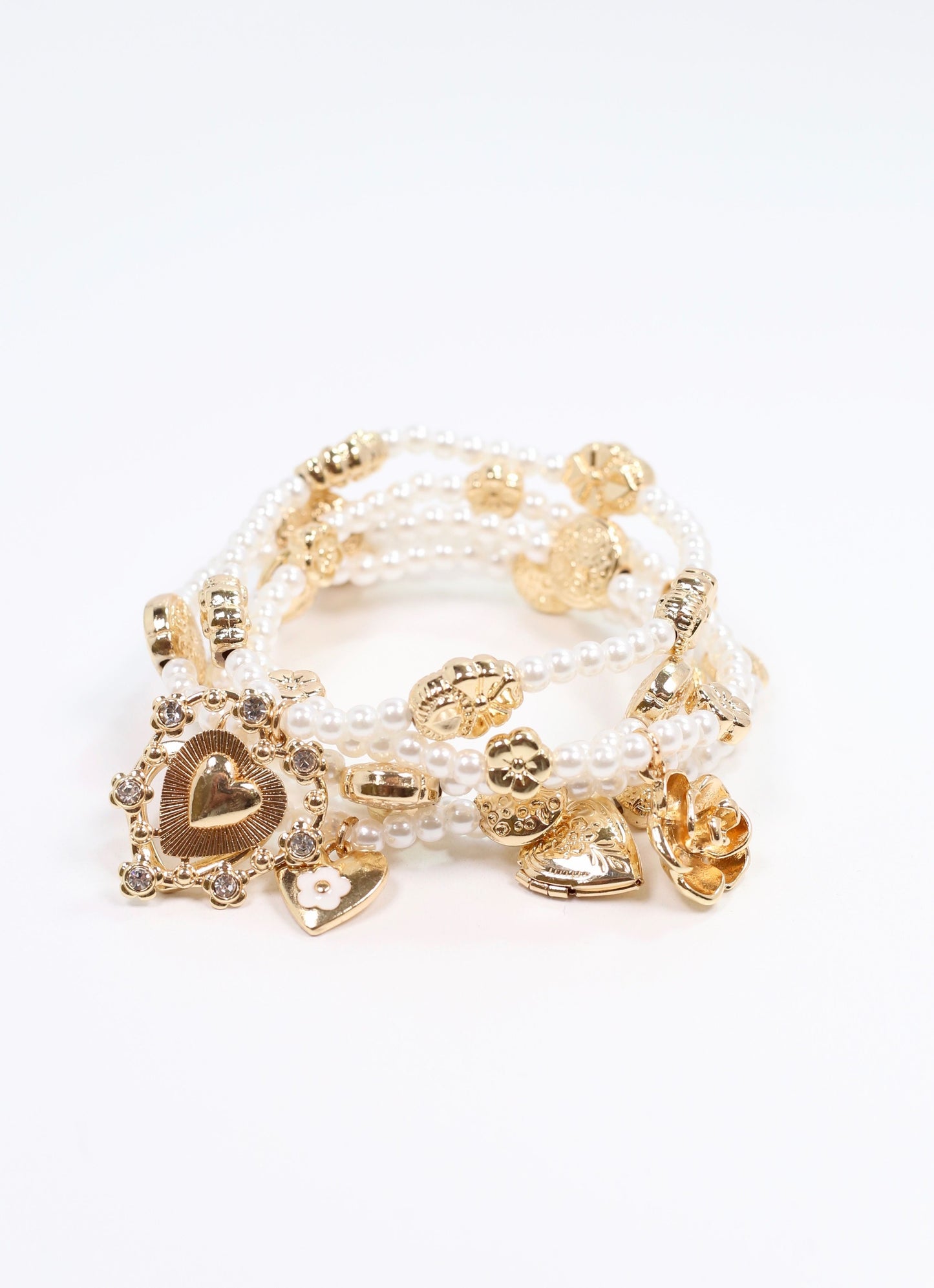 Danes Charm Pearl Bracelet Set Cream