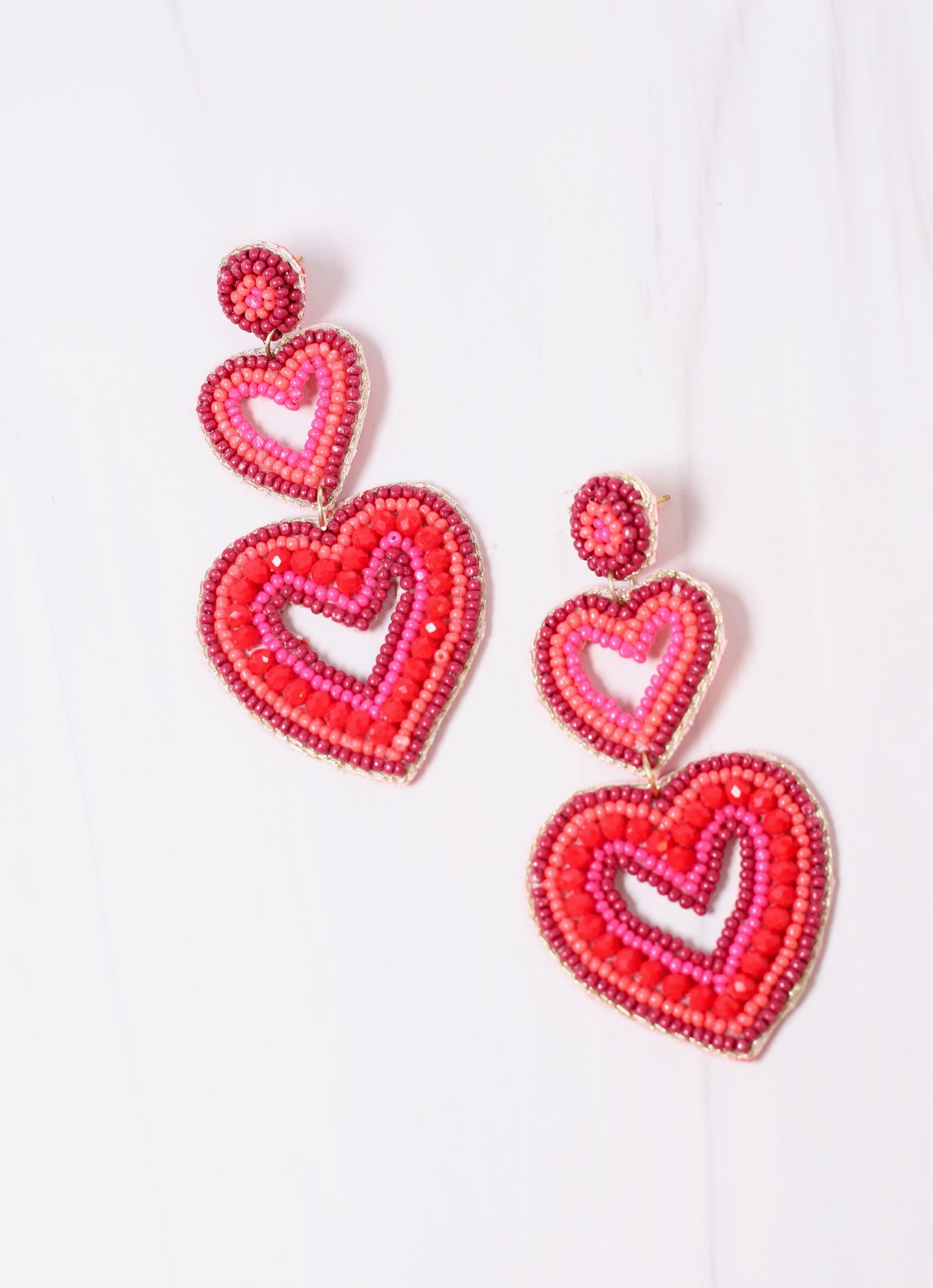 Enchanted Heart Drop Earring RED