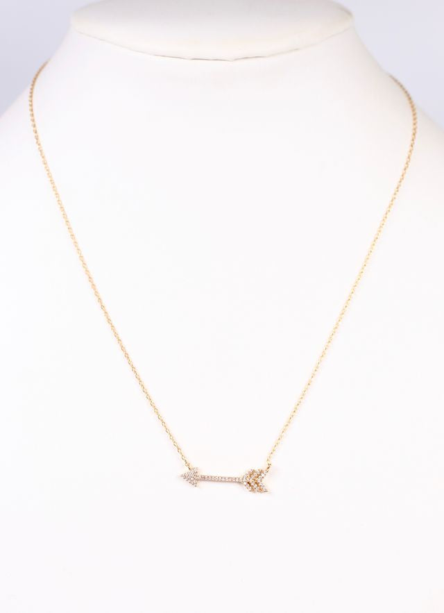 Focus & Keep Aim  Arrow Necklace GOLD