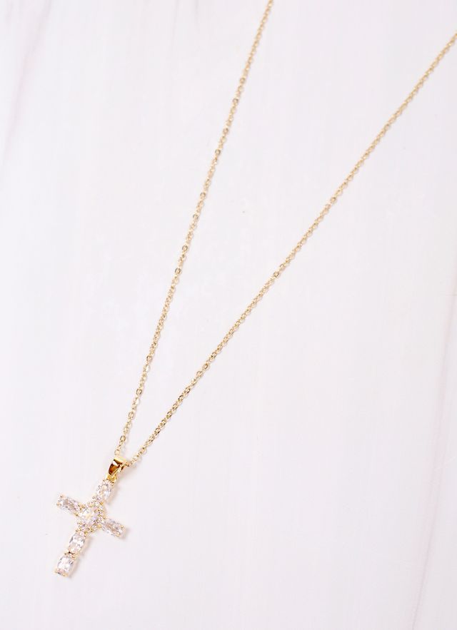 Keaney CZ Cross Necklace GOLD