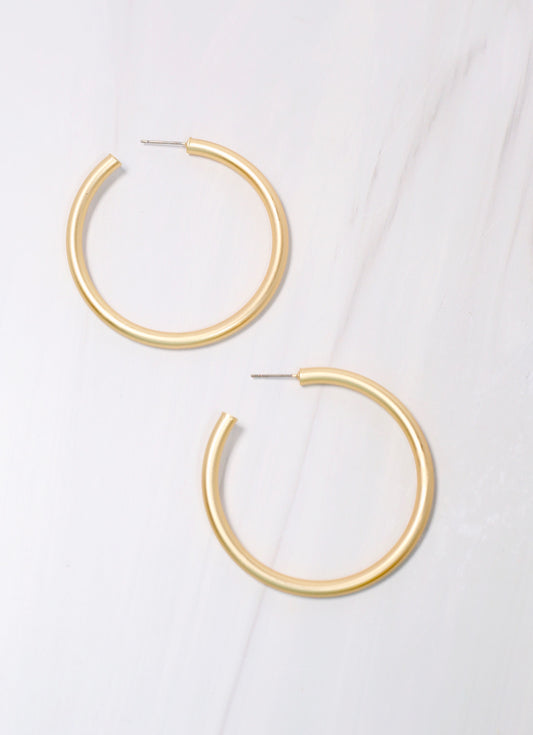 Arden Satin Hoop Earring MATTE GOLD