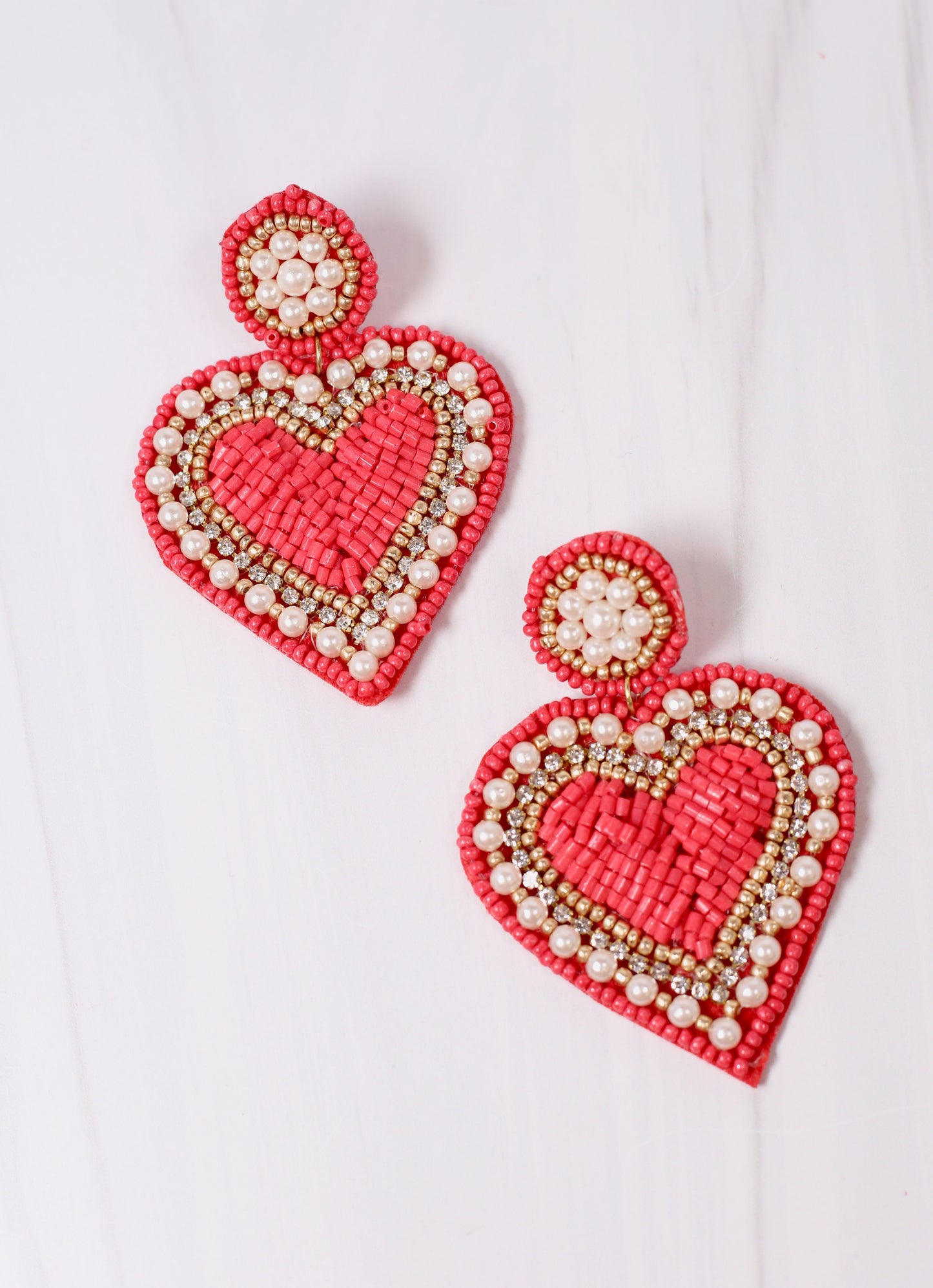 Sweetheart Embellished Earring RED