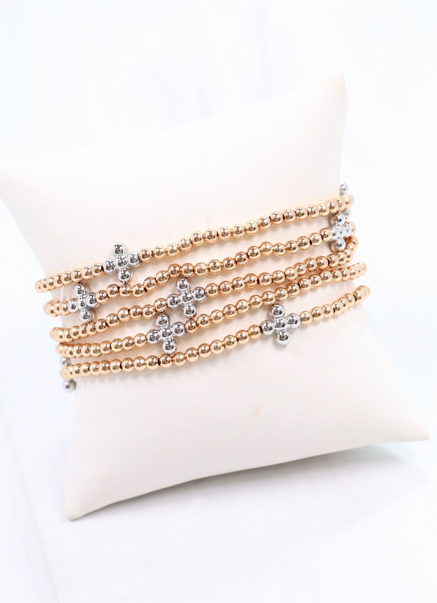 Cartwright Beaded Stretch Bracelet Gold Silver