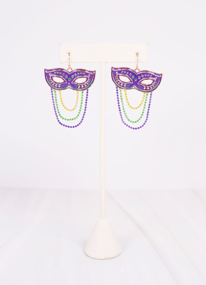 Bonnabel Mask and Beads Earring PURPLE