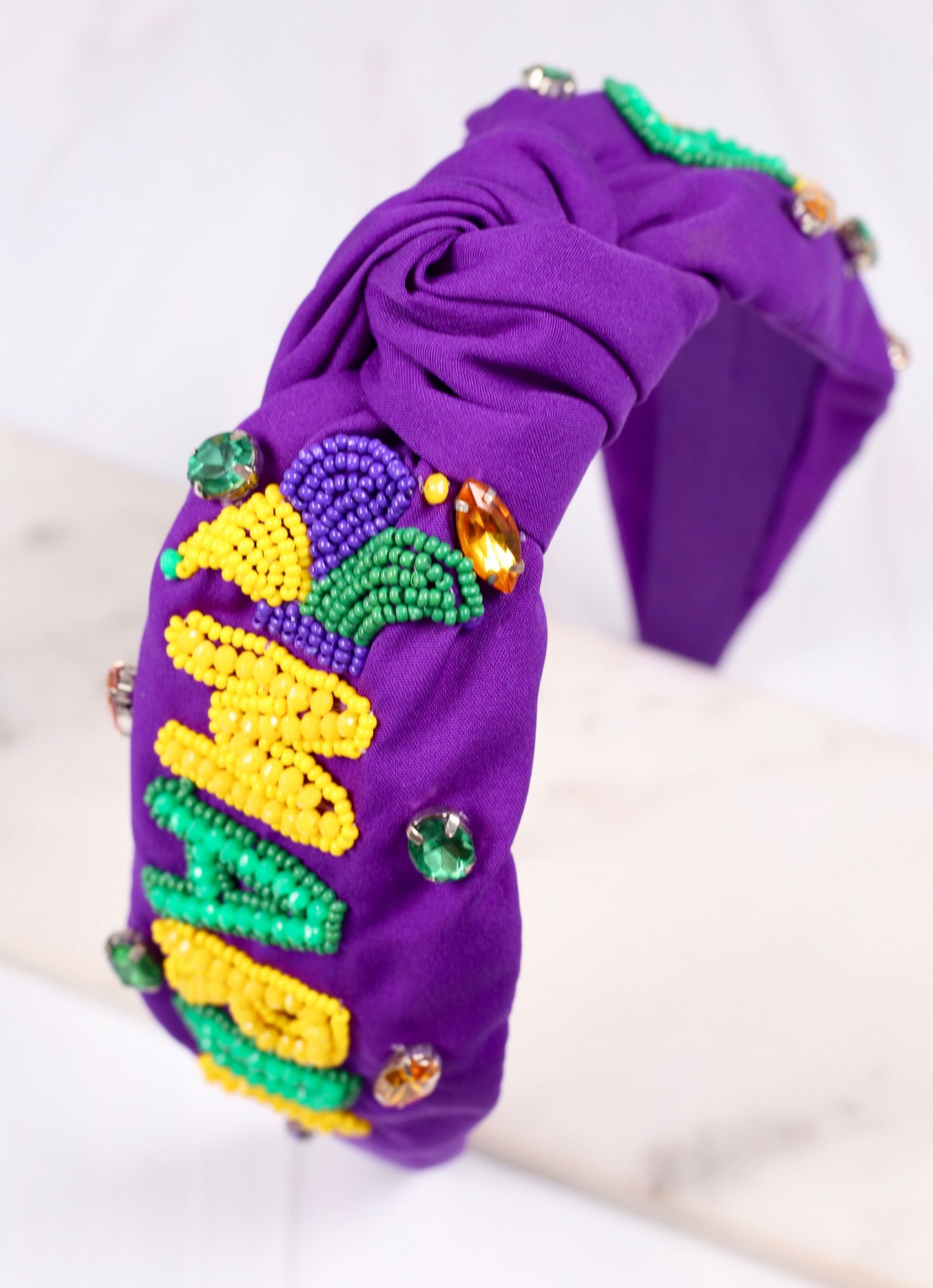 Mardi Gras Beaded Headband PURPLE