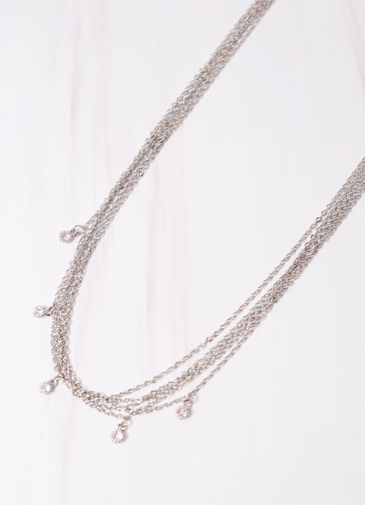 Rowley Layered CZ Necklace SILVER