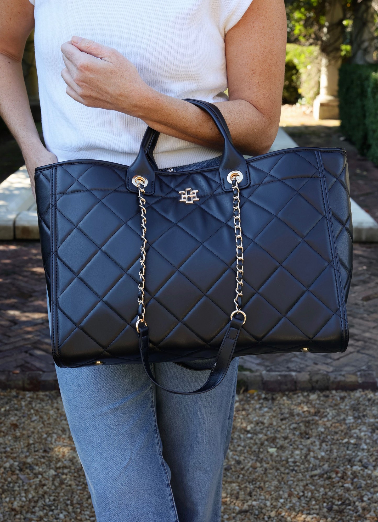 Melissa Tote Bag Black Quilted LD