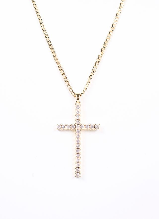 Erika CZ Cross Necklace Gold