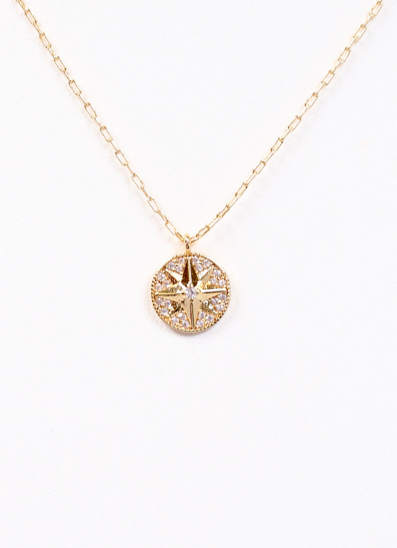 Pointe CZ Charm Necklace GOLD