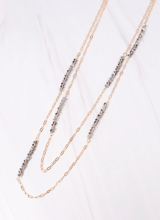 Garner Layered Long Necklace BLACK DIAMOND