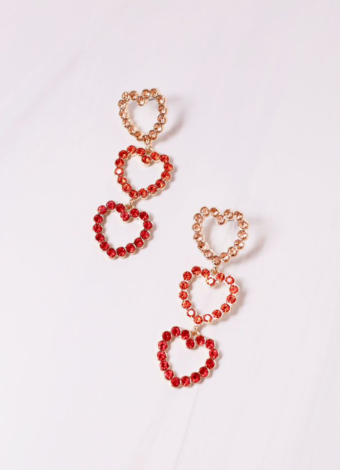 Forever Yours CZ Heart Earring RED MULTI