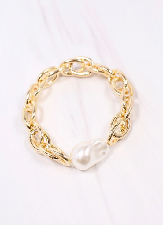 Harrie Link Bracelet with Pearl GOLD