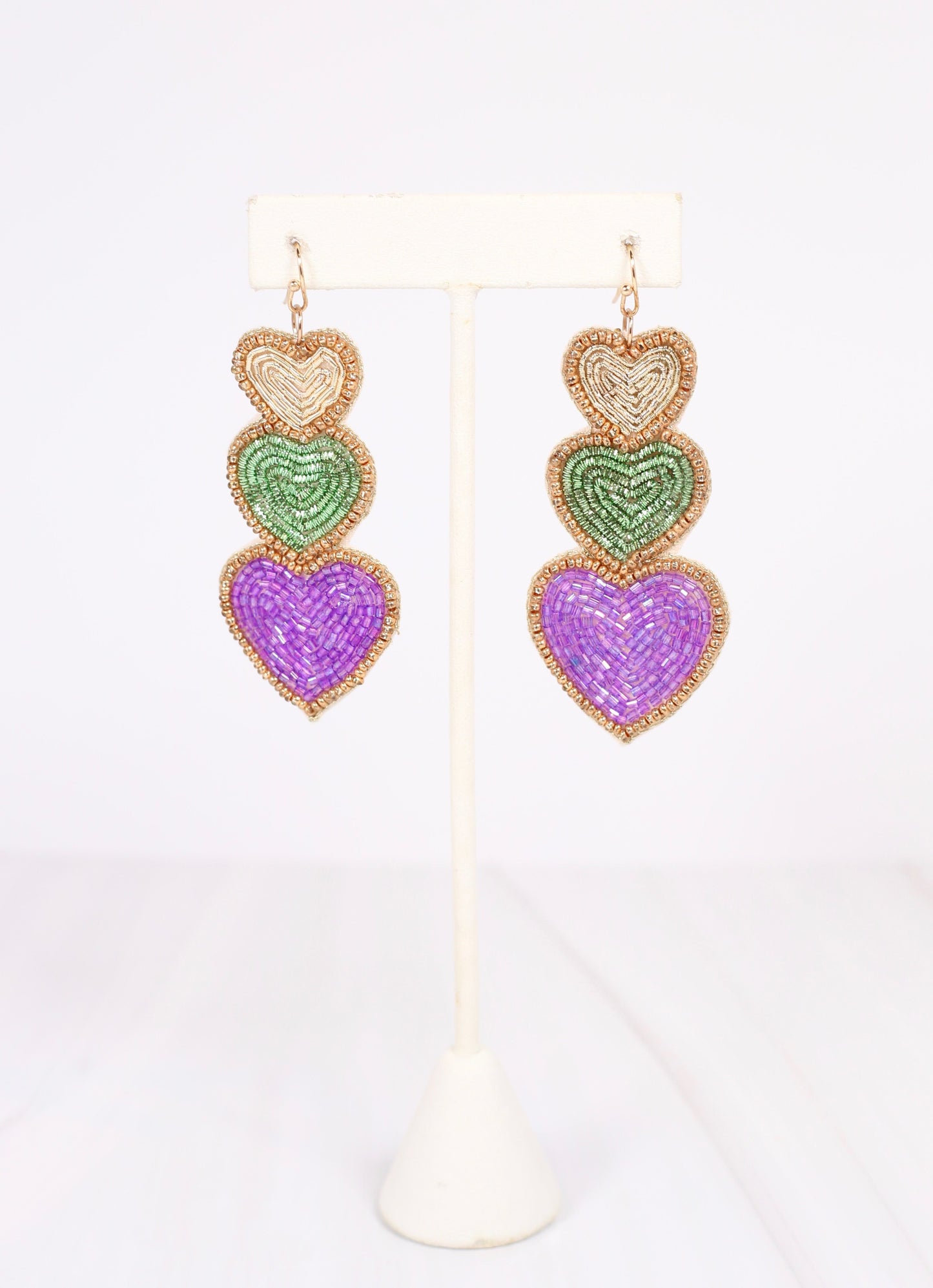 Mardi Gras Love Heart Earring MULTI