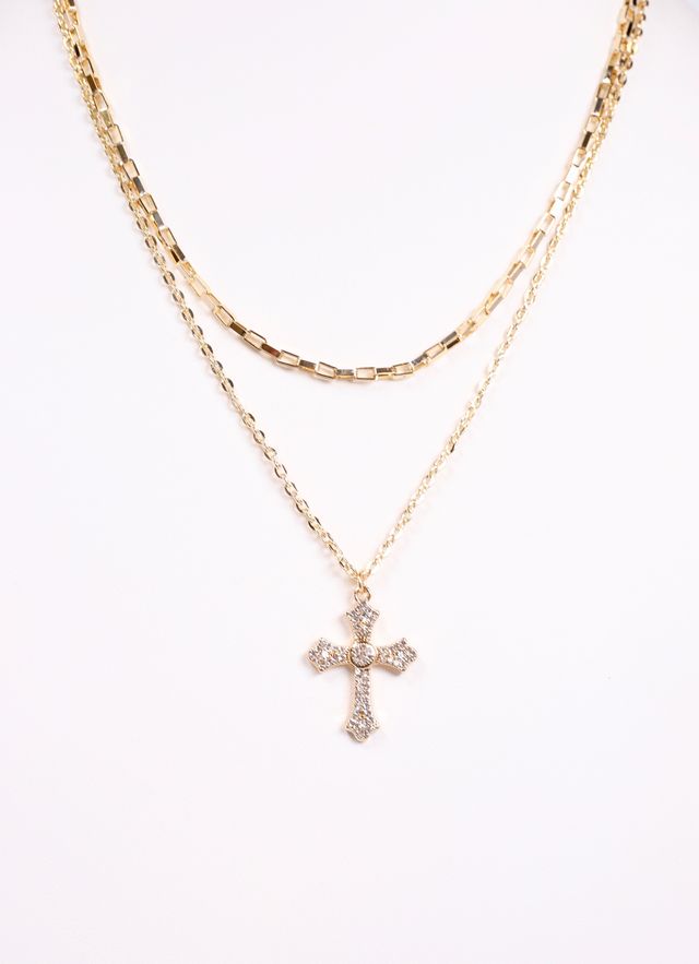 Maude Layered Cross Necklace GOLD