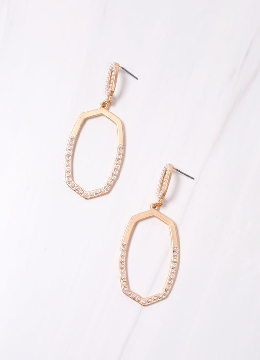 Chevey Pearl Open Drop Earring MATTE GOLD