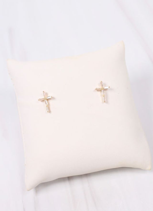 Geare CZ Cross Stud Earring CLEAR