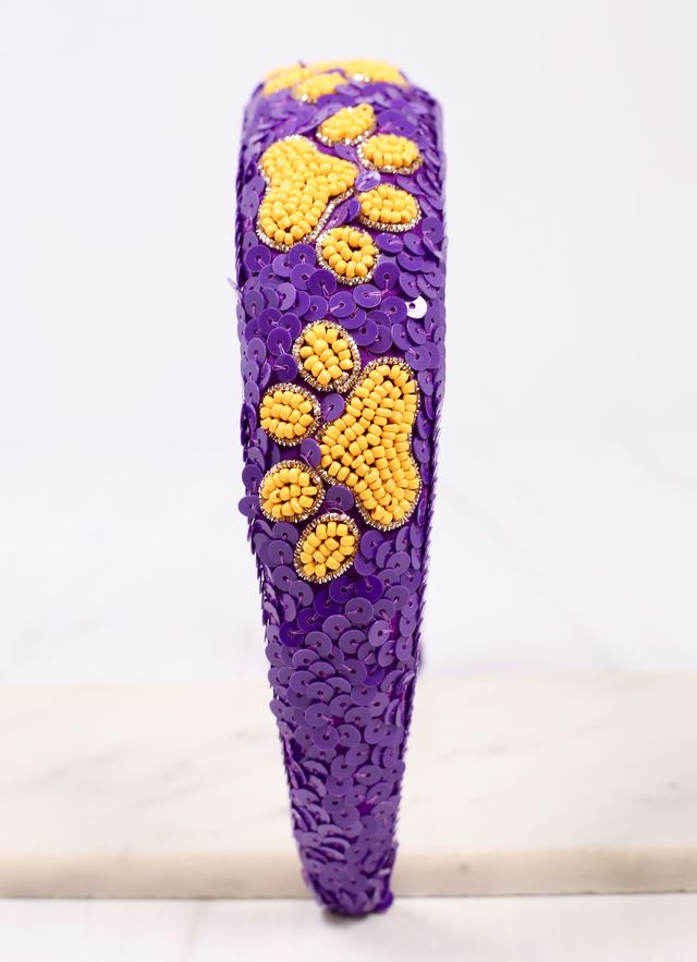 Sequin Pawty Headband PURPLE YELLOW