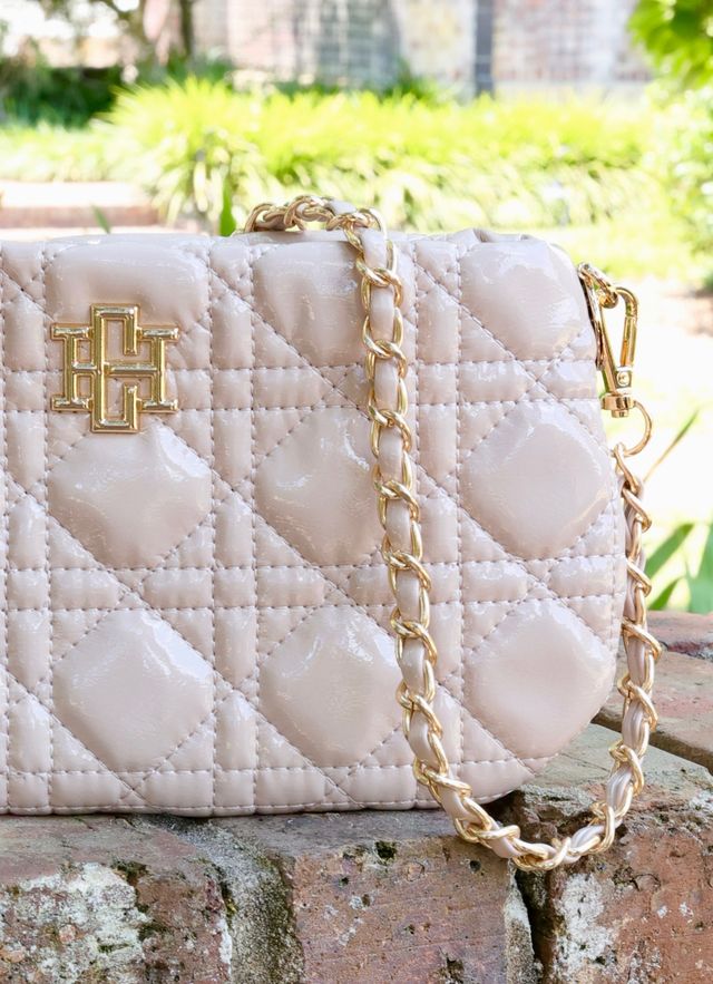 Livi Quilted Crossbody Nude Patent LQ RESTOCK  EARLY NOVEMBER