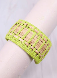 Leander Woven Cuff Bracelet LIME GREEN