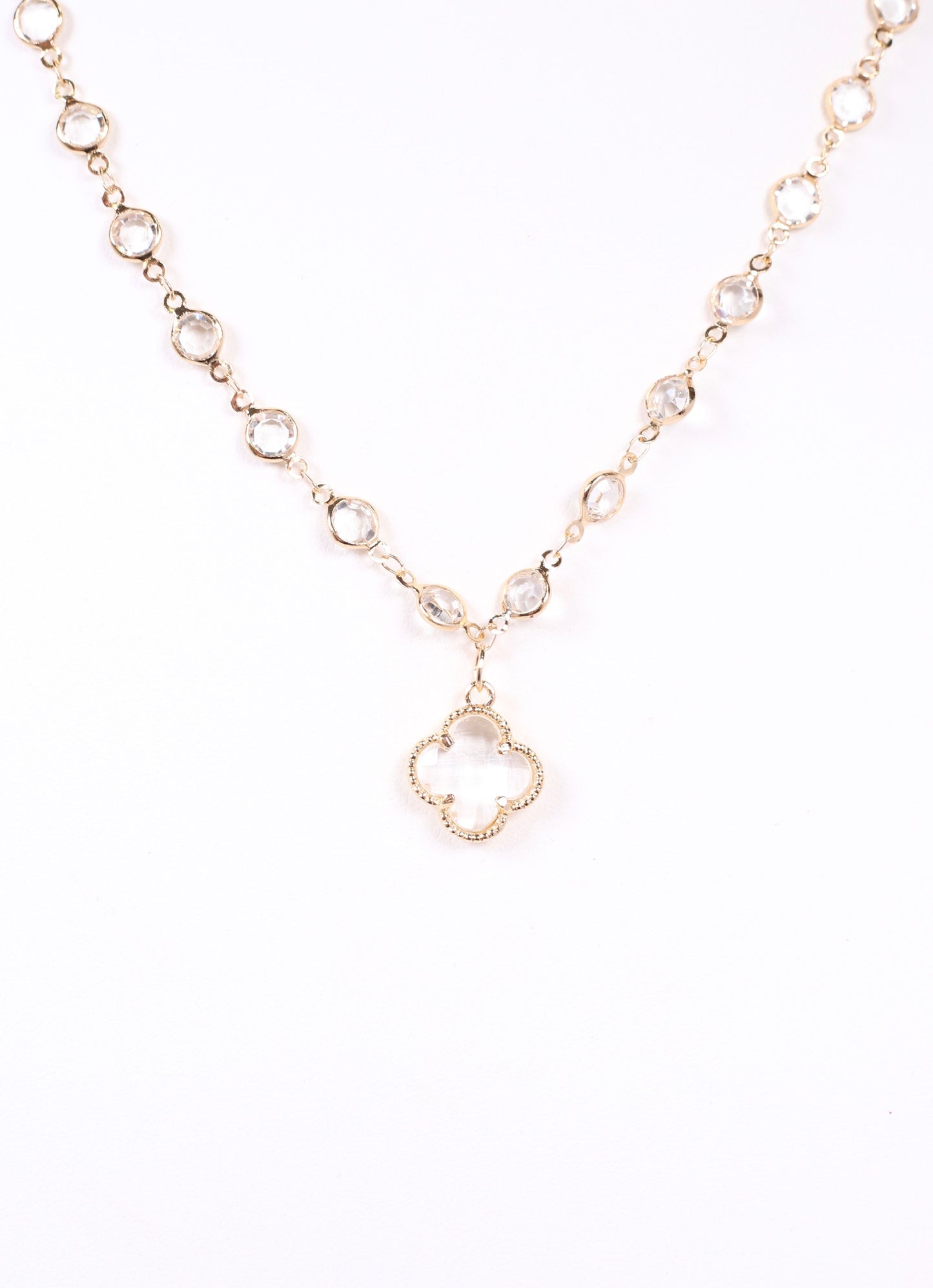 Richardson Crystal Necklace with Clover GOLD