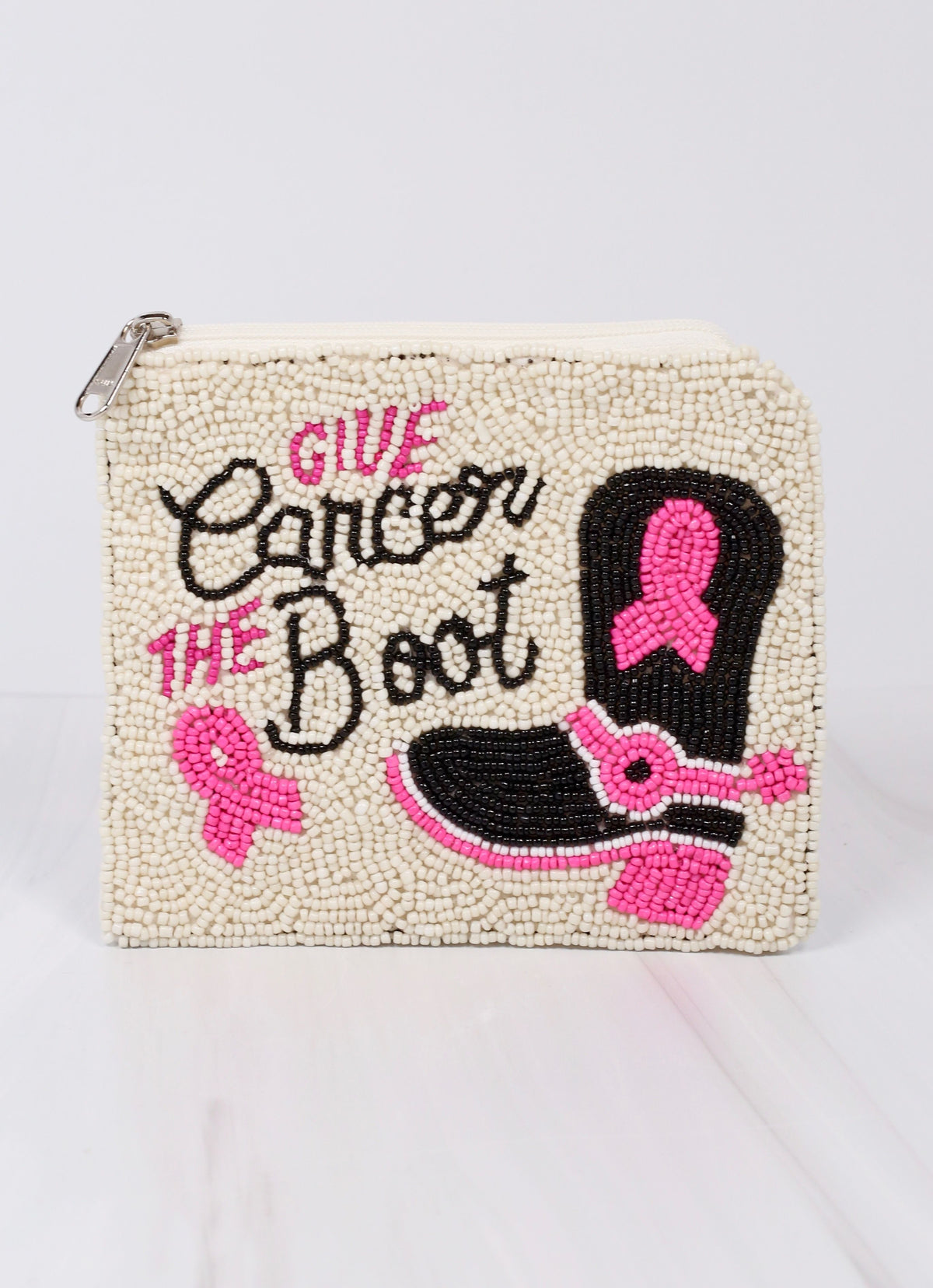 Give Cancer the Boot Pouch WHITE