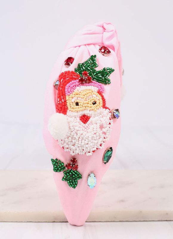 Santa Claus Embellished Headband Pink