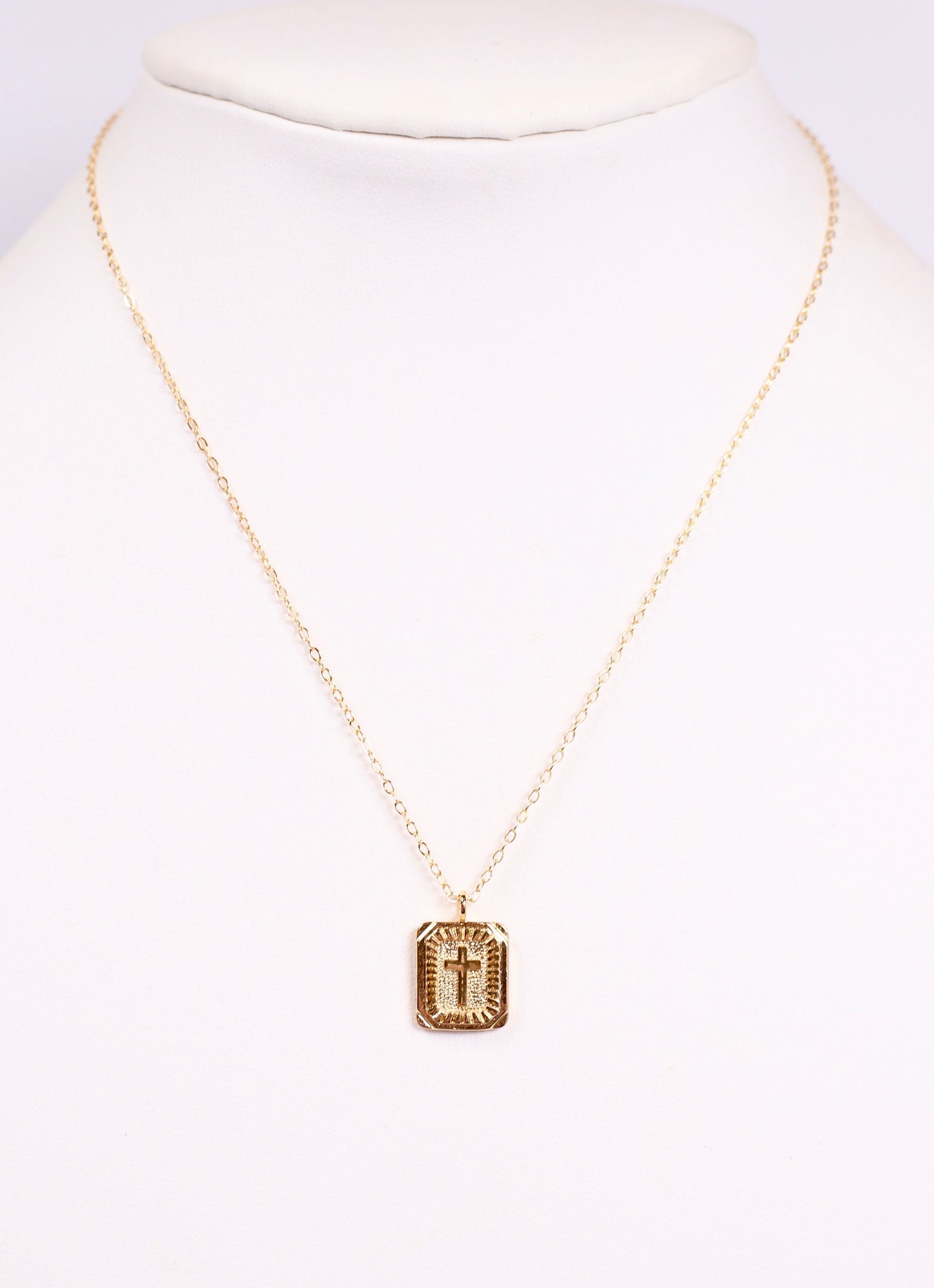 Johns Creek Cross Plate Necklace GOLD