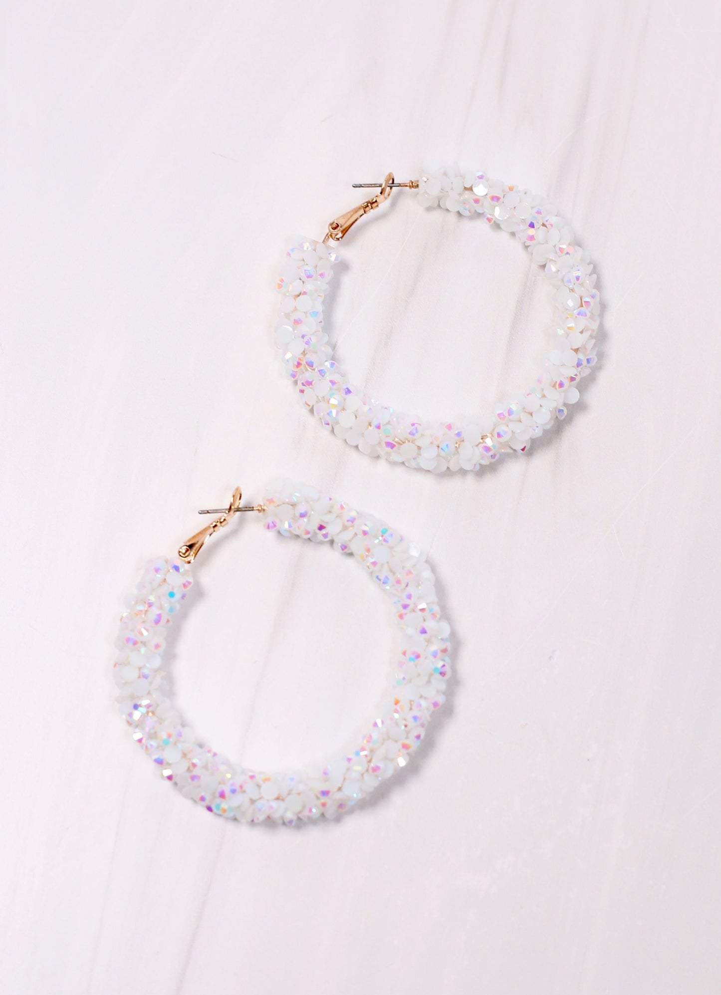 Granville Rhinestone Hoop Earring WHITE