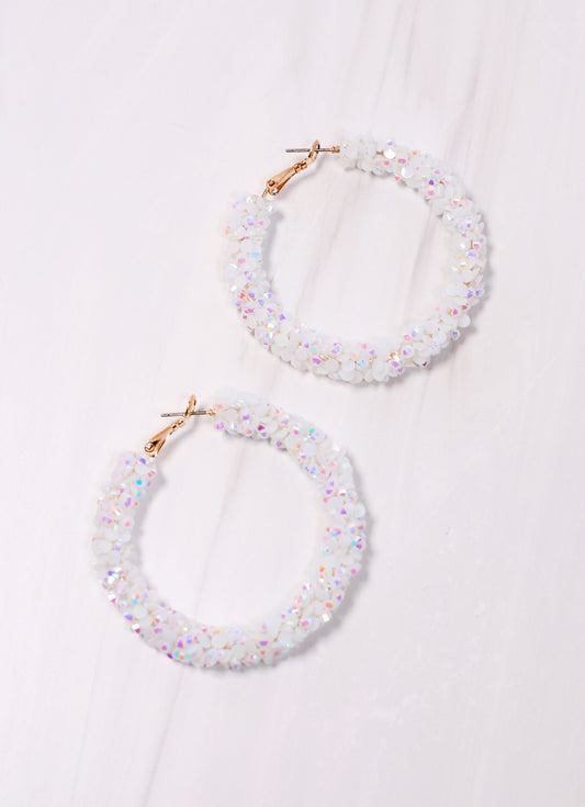 Granville Rhinestone Hoop Earring WHITE