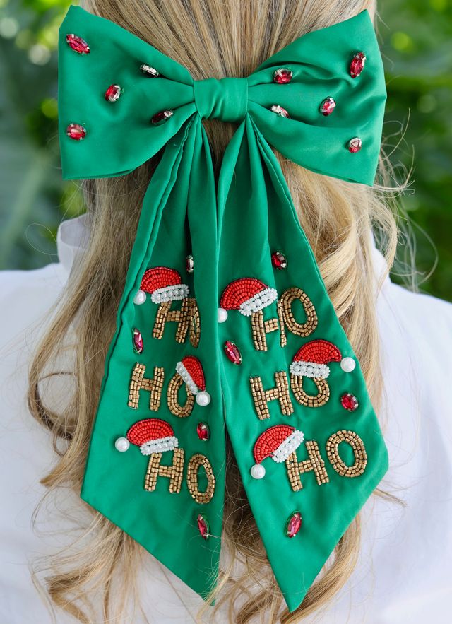 Ho Ho Ho Hair Bow GREEN