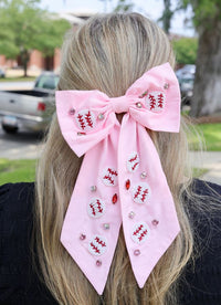 Baseball Babe Bow PINK