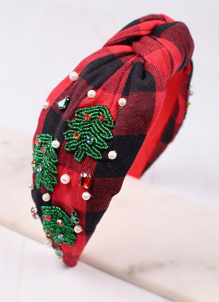 Christmas Tree Farm Headband RED BLACK